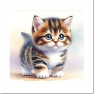 Munchkin Cat Watercolor Kitten - Cute Kitties Posters and Art